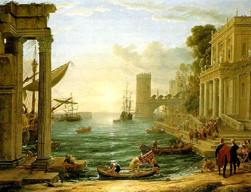Claude Lorrain seaport with the embarkation of the queen of sheba Sweden oil painting art